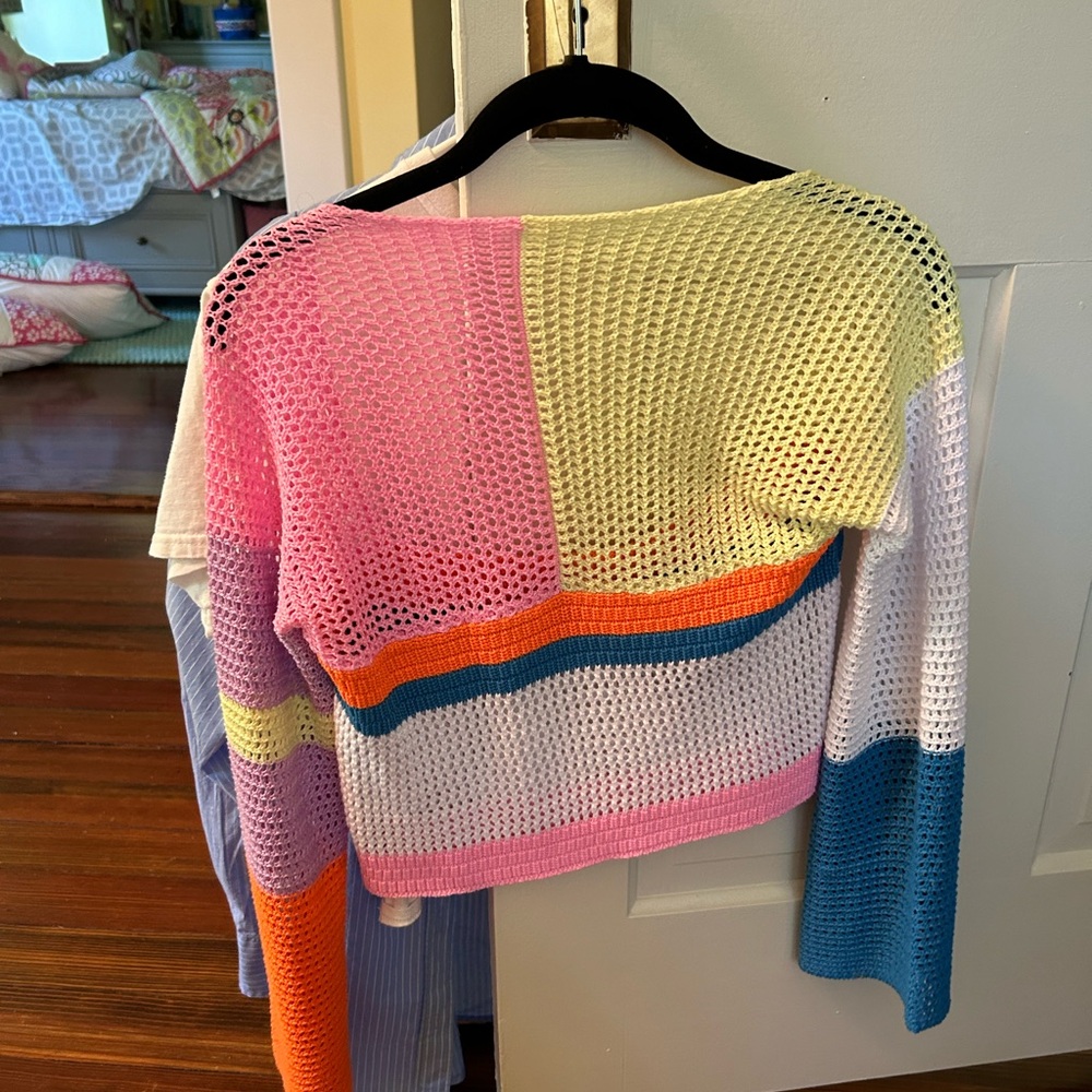 Colorful mesh sweater